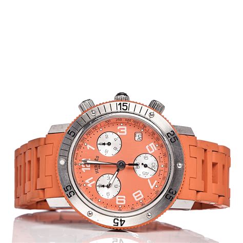 hermes clipper orange watch